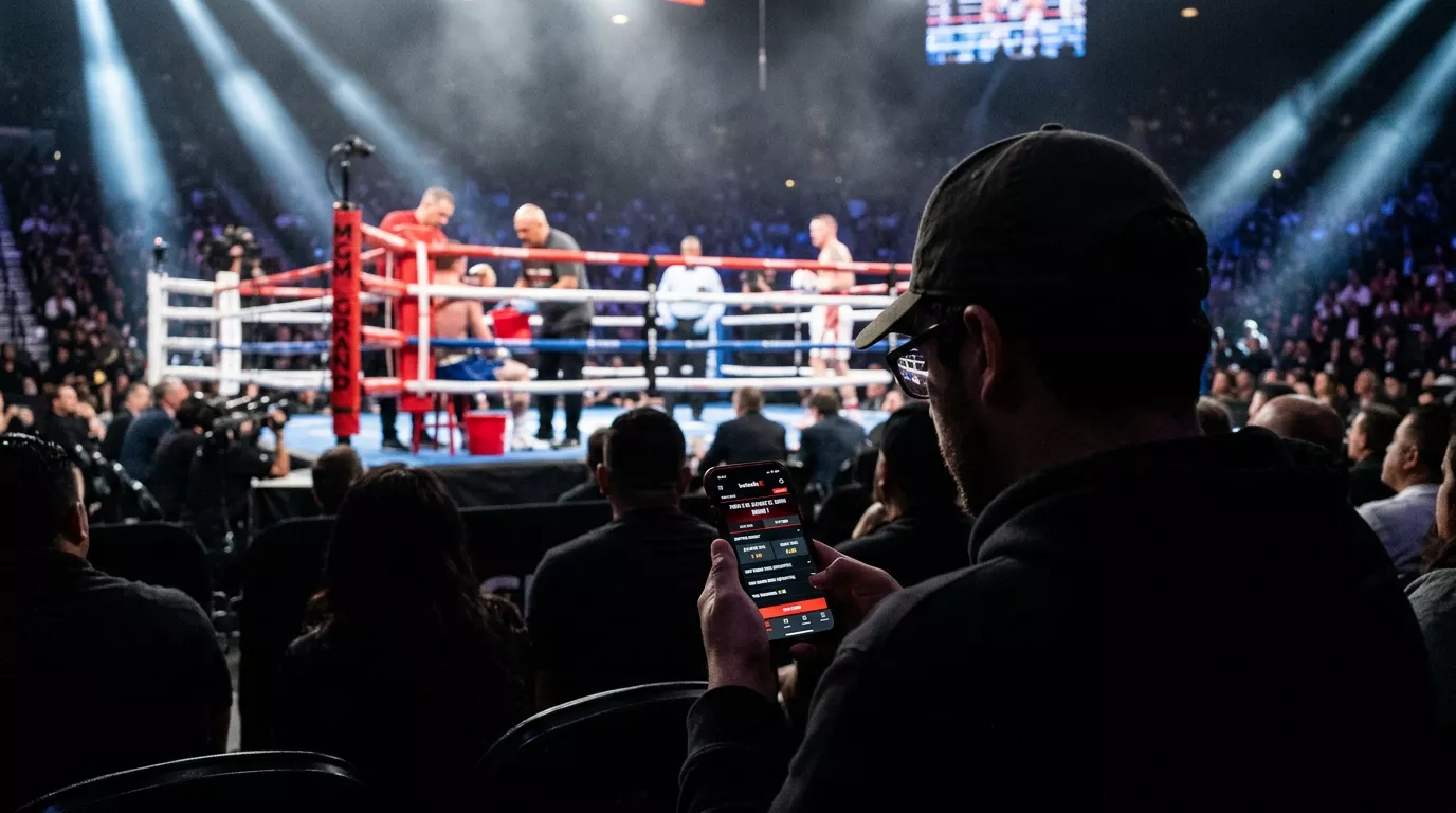 Apuestas en vivo durante un campeonato de boxeo entre asaltos